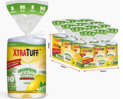 Xtratuff Trash Bag Drawstring 8G 90CT Lemon (30153)
