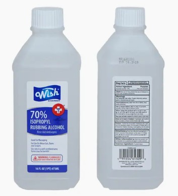 Wish Rubbing Alcohol 16oz 70% Clear