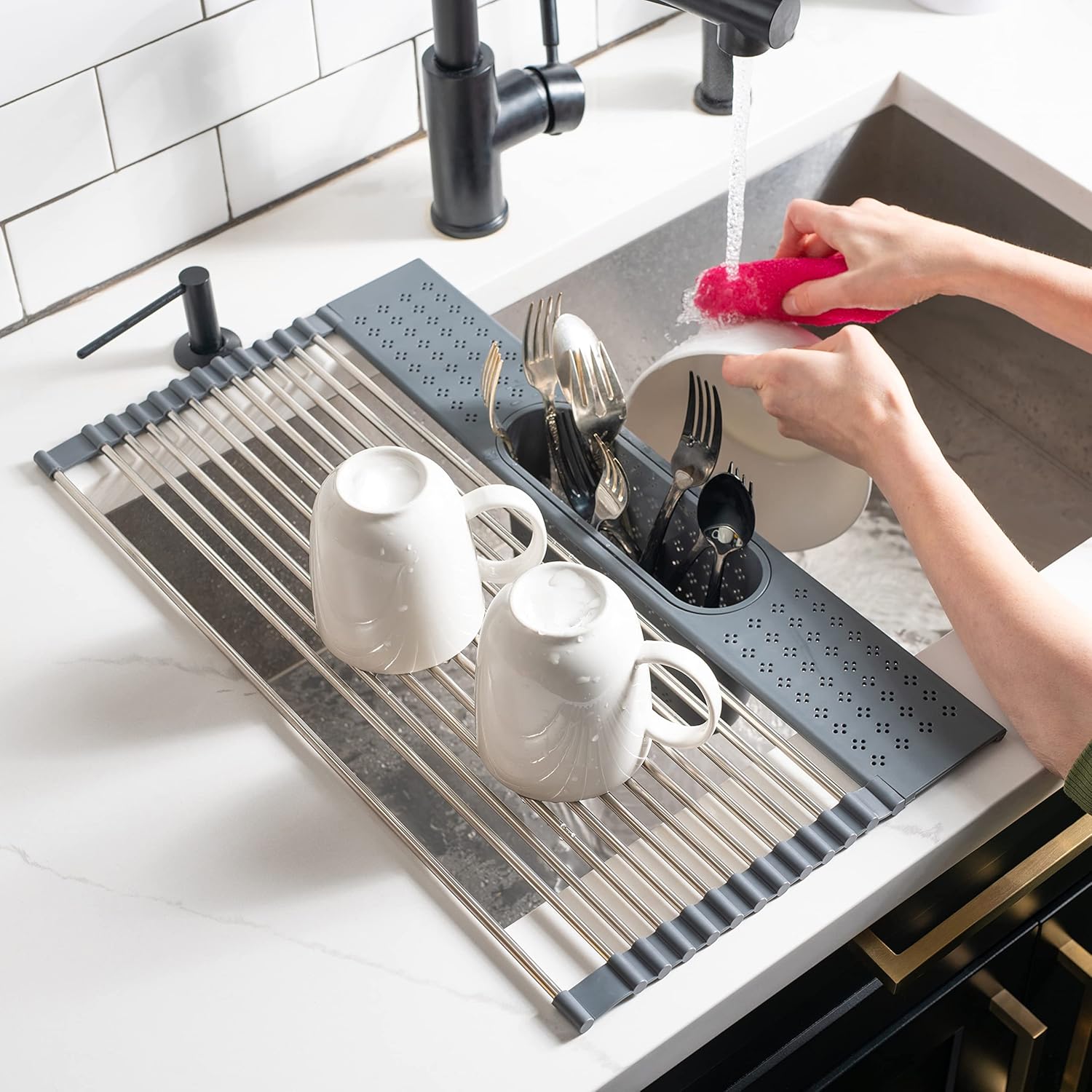 Edge Roll Up Dish Drainer, Over The Sink 17.3"x11"