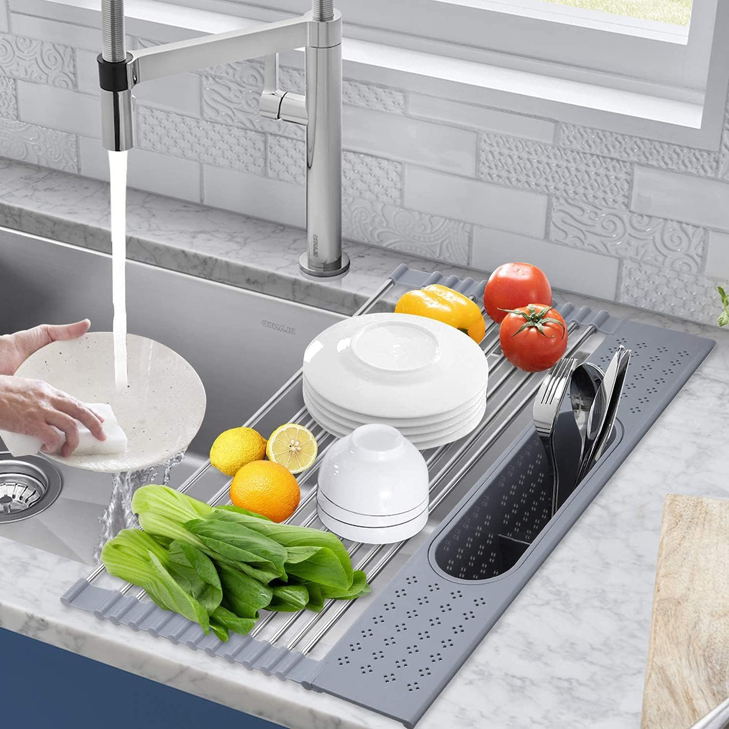 Edge Roll Up Dish Drainer, Drying Rack 20"(L) x 11.02"(W)