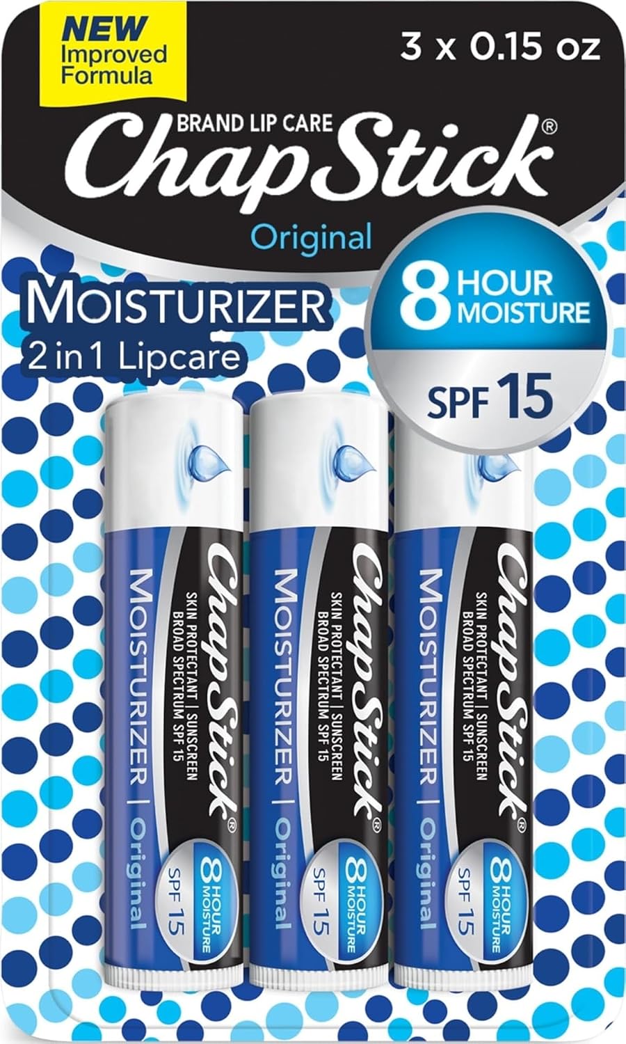 CHAPSTICK LIP MOISTURE WITH SPF 15 3PK .45oz  (BEAU-042278)