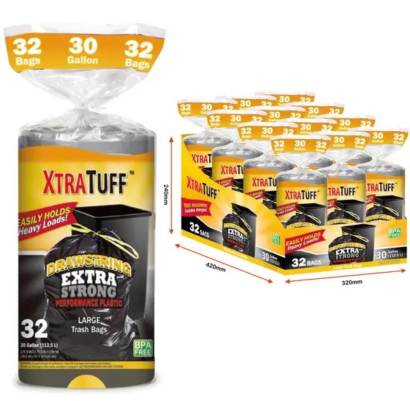 Xtratuff Trash Bag Drawstring 30G 32CT (30151)