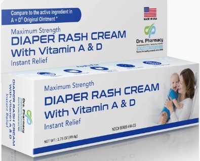 Drs. Pharmacy 1.75oz. Diaper Rash Cream with vitamin A & D (DRS-00023)