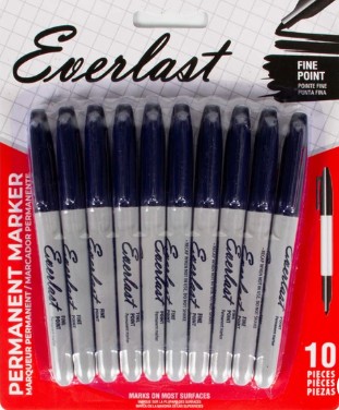 Everlast Permanent Marker 10PK Black (09122)
