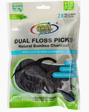 Oral Fusion Floss Picks 150CT Charcoal (68044)