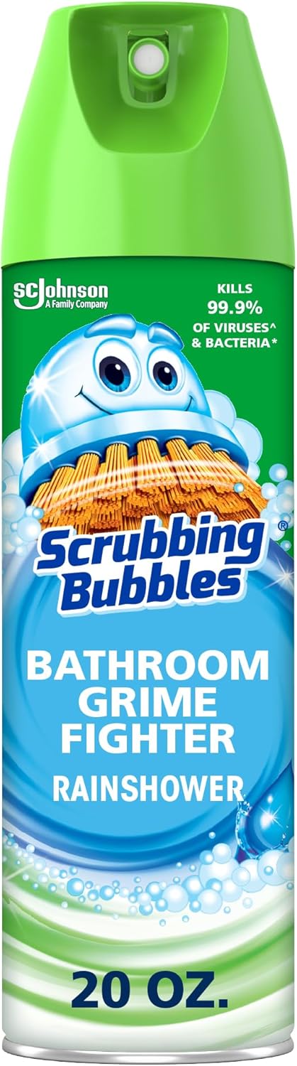 Scrubbing Bubbles Bathroom and Shower Cleaner Disinfectant Aerosol, Foaming Action Bathroom Grime Fighter, Rainshower Scent, 20oz ( CLEA-014651 )
