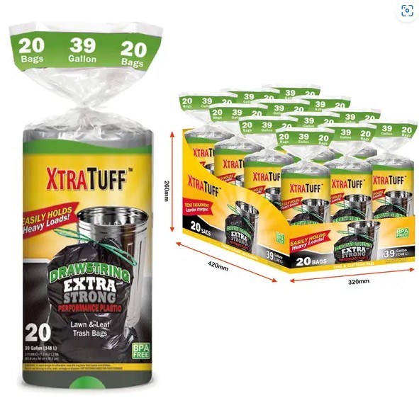 Xtratuff Trash Bag Drawstring 39G 20CT (30152)