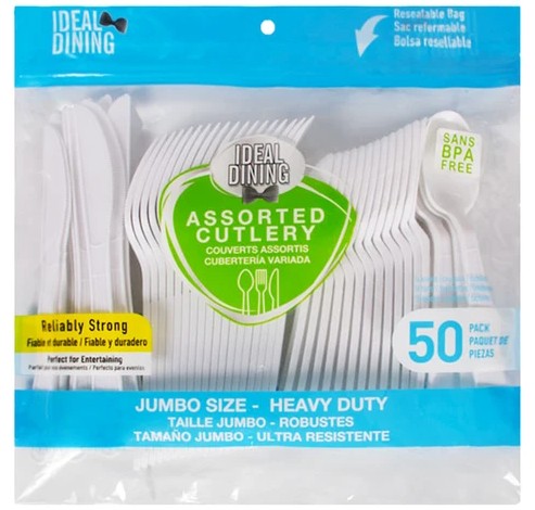 Ideal Dining 50CT Plastic Cutlery Assorted Jumbo (36062)