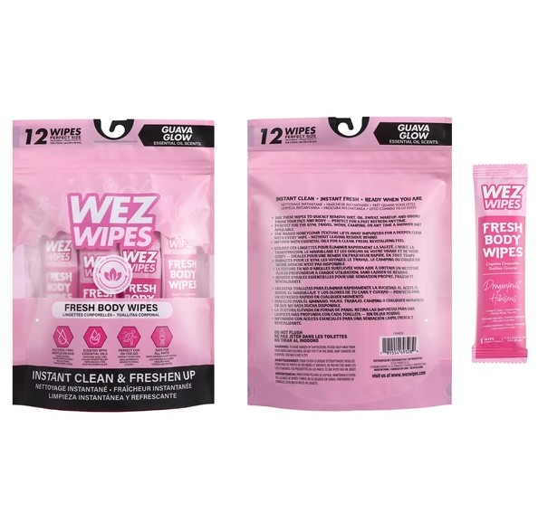 WEZ WIPES Fresh Body Wipes 12pcs Dragonfruit Hibiscus (69328)