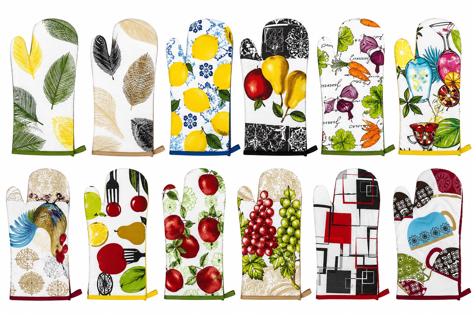 Kitchen Classics Printed Oven Mitt - 100% Cotton Front - Size 13"