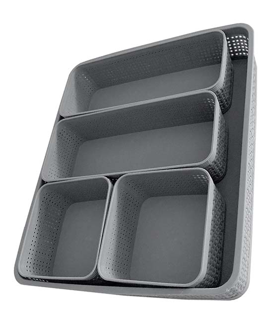 Edge Kitchen Drawer Organizers Charcoal - Charcoal Woven Organizing Basket Set