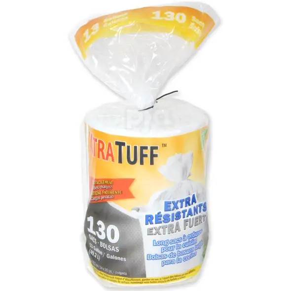 XtraTuff Trash Bag Kitchen White 13G 130CT Bag (72/plt) (30103)