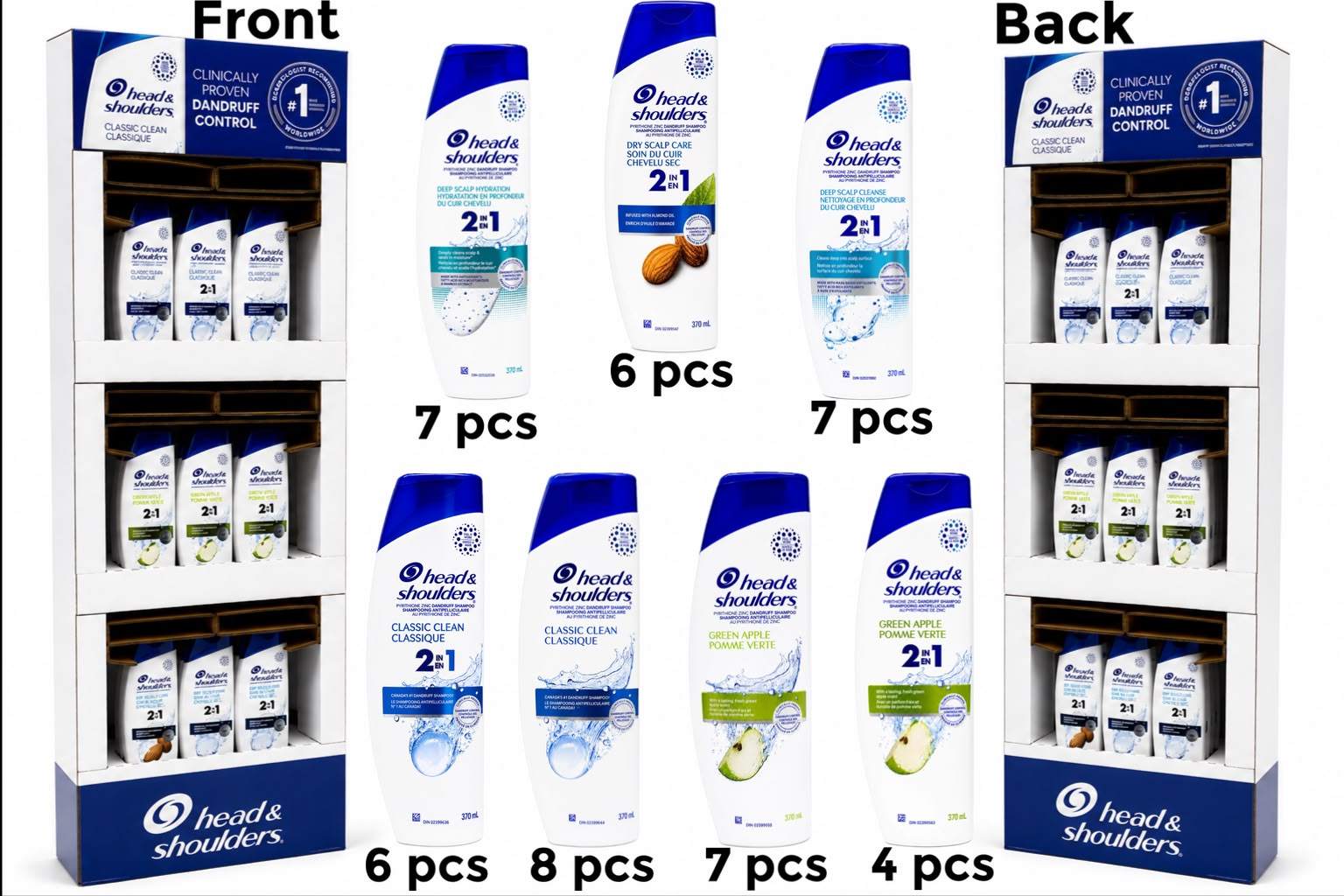 HEAD & SHOULDERS 13FL OZ ASSORTED 45CT DISPLAY ($3.85 each)