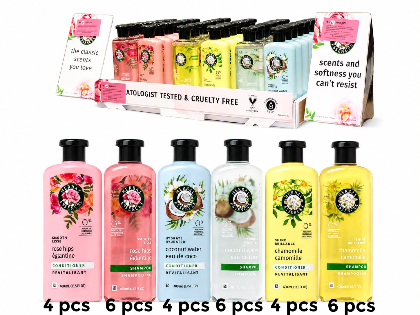 Herbal Essences 13.5 Fl Oz Shamp & Cond Assorted 30ct Display ($3.75 each)