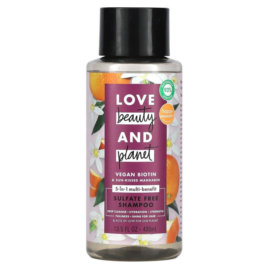 Love Beauty and Planet 5-in-1 Multi-Benefit Shampoo Vegan Keratin Collagen & Sun-Kissed Mandarin