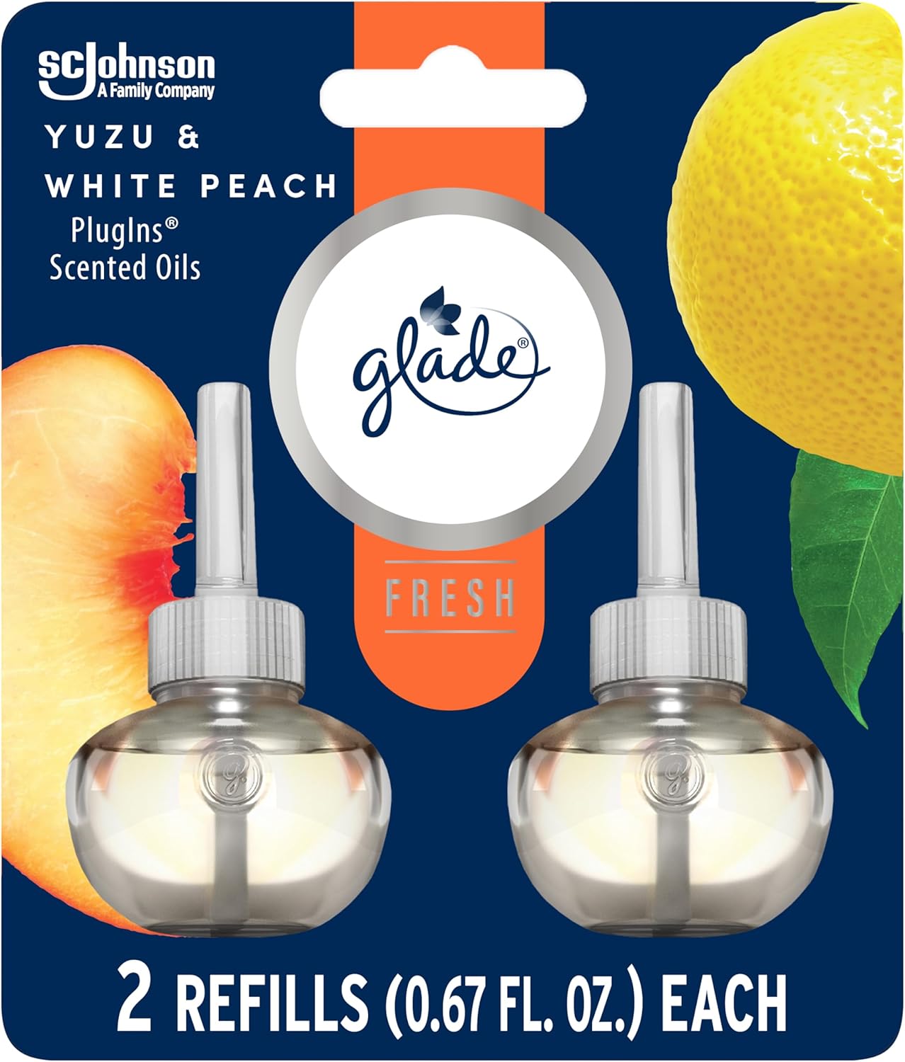 Glade Plugins Scented Oil Fresh Yuzu & Peach 2ct 0.67 Oz