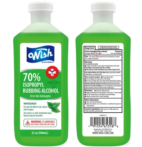 Wish Rubbing Alcohol 32oz 70% Wintergreen (61318)
