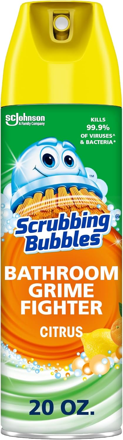 Scrubbing Bubbles Bathroom and Shower Cleaner Aerosol, Foaming Action Bathroom Grime Fighter, Citrus Scent, 20oz ( CLEA-004878 )