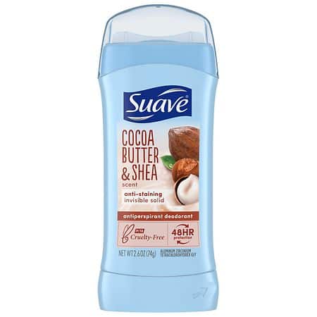 Suave Invisible Solid Antiperspirant Deodorant Cocoa Shea Butter Unisex 2.6 Oz