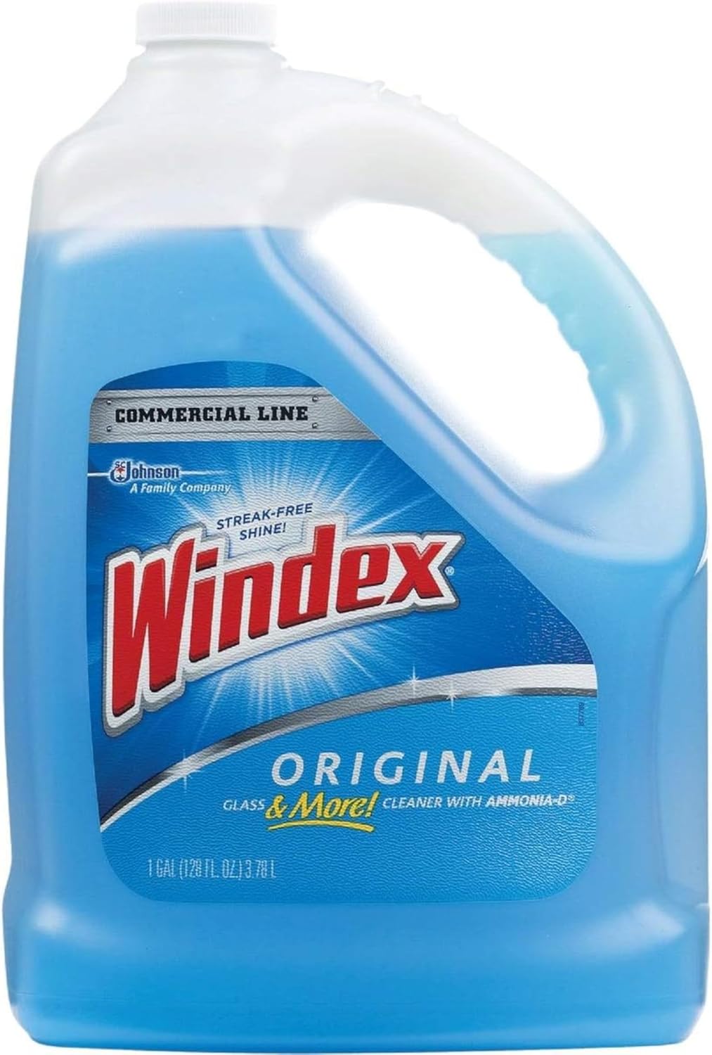 Windex 12207 Original Glass, 128 Oz Bottle, Blue Liquid Commercial Line Cleaner Refill, 128 Fl Oz