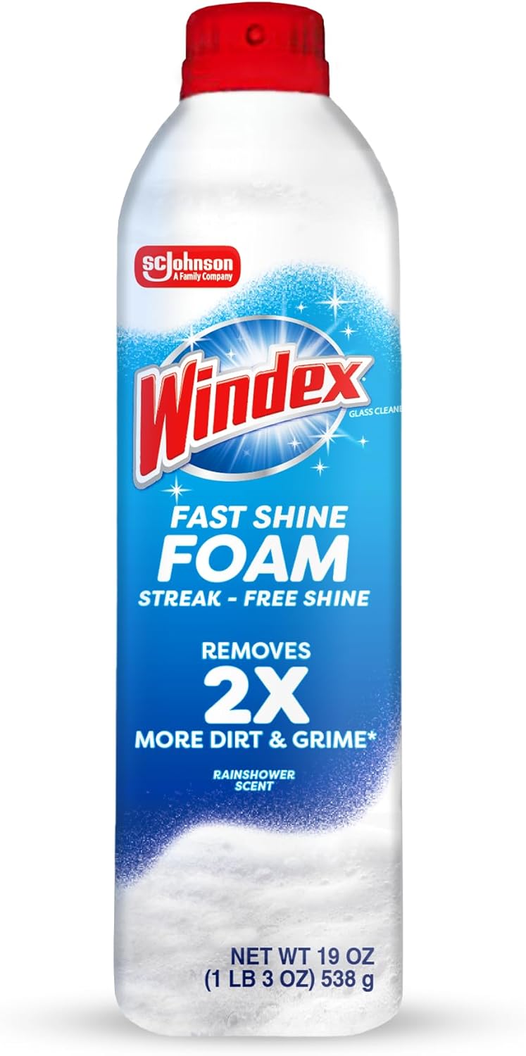 Windex Fast Shine Foam Glass Cleaner No-Drip Aerosol Cleaning Spray 19 Oz